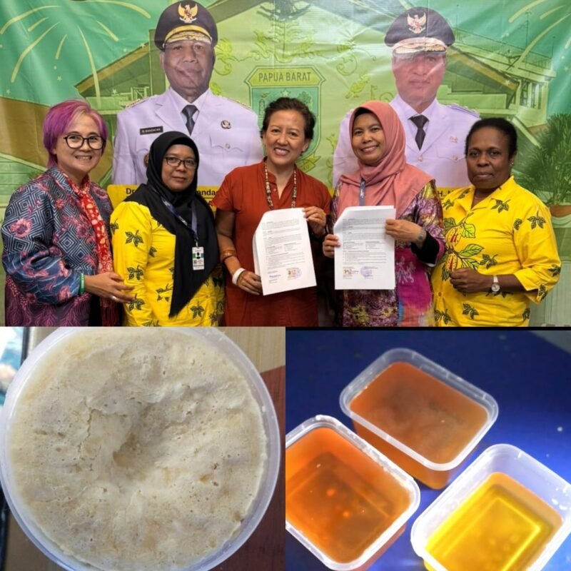 Foto. Koperasi Myristica Fakfak, binaan Dinas Perkebunan Kabupaten Fakfak, menandatangani Nota Kesepahaman (MoU) strategis dengan dua perusahaan nasional, yakni PT. Martina Berto dan PT. Inovasia Niaga Global.